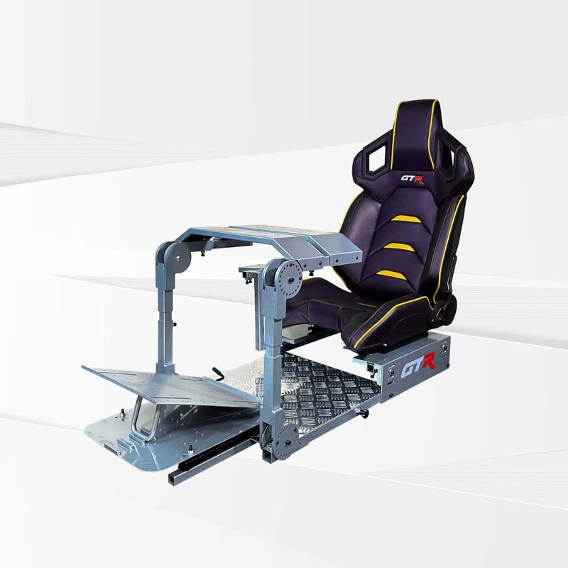 GTR Simulator Racing Simulator Cockpit Diamond Silver / Pista Black/Yellow GTA™ Pro Model Racing Simulator