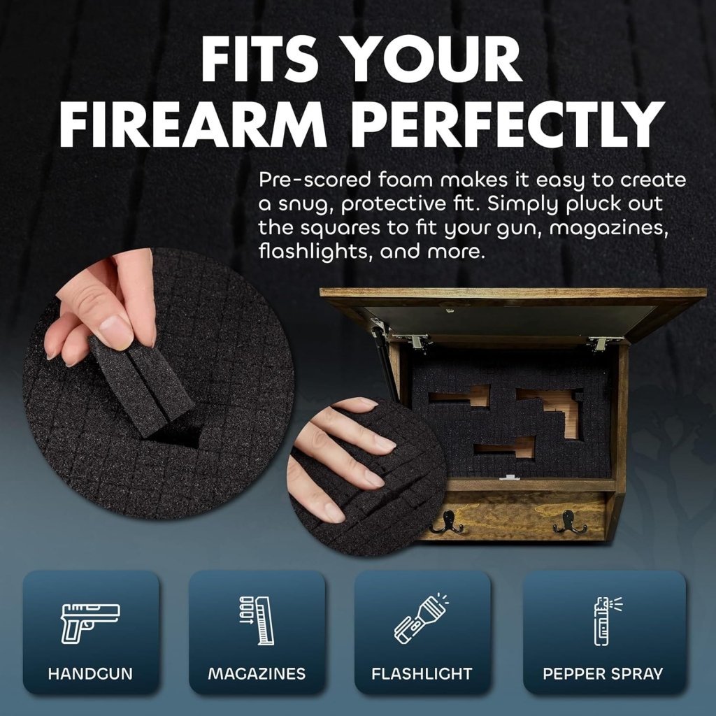 Gun Concealment Furniture - Deer Hunter Coat Rack Hidden Wall Safe with Hooks for Coats, Bags, & Hats - Quick Access Hidden Gun Storage - Wood Gun Cabinet with Secure Magnetic Lock - Bro Dreams