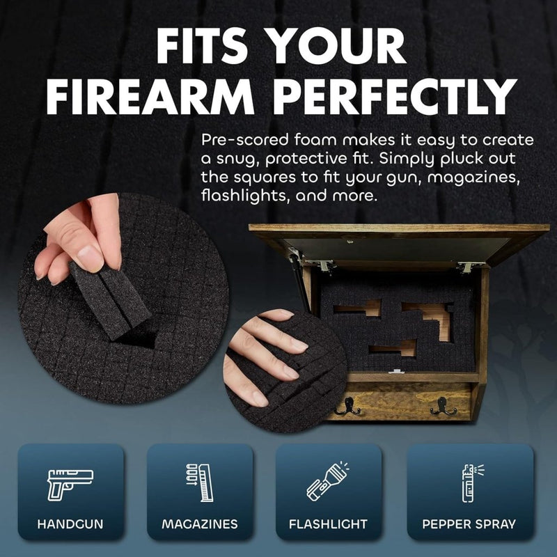 Gun Concealment Furniture - Deer Hunter Coat Rack Hidden Wall Safe with Hooks for Coats, Bags, & Hats - Quick Access Hidden Gun Storage - Wood Gun Cabinet with Secure Magnetic Lock - Bro Dreams
