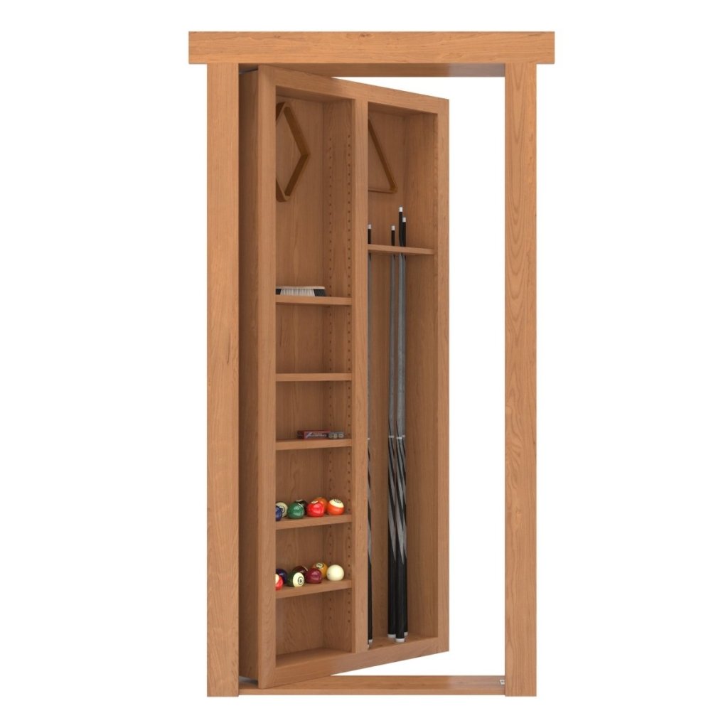 Hidden Flush Mount Knotty Alder Pool Cue Door - Bro Dreams