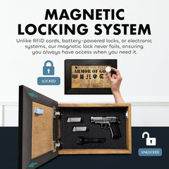 Hidden Gun Cabinet Put On The Full Armor Of God, Secure Concealed Ephesians 6:10 Gun Safe by Bellewood Designs - Bro Dreams