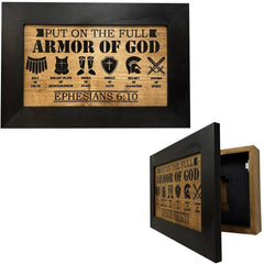 Hidden Gun Cabinet Put On The Full Armor Of God, Secure Concealed Ephesians 6:10 Gun Safe by Bellewood Designs - Bro Dreams