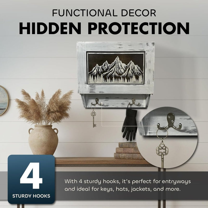 Hidden Gun Safe Coat Rack Snow Mountain Wall Decoration Concealed Shelf Firearm Cabinet - Bro Dreams