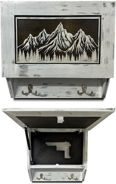 Hidden Gun Safe Coat Rack Snow Mountain Wall Decoration Concealed Shelf Firearm Cabinet - Bro Dreams