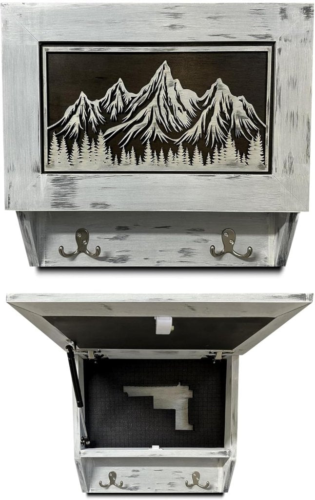 Hidden Gun Safe Coat Rack Snow Mountain Wall Decoration Concealed Shelf Firearm Cabinet - Bro Dreams
