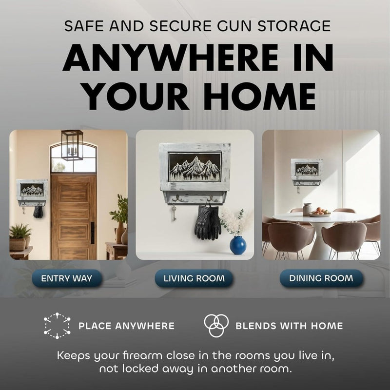 Hidden Gun Safe Coat Rack Snow Mountain Wall Decoration Concealed Shelf Firearm Cabinet - Bro Dreams
