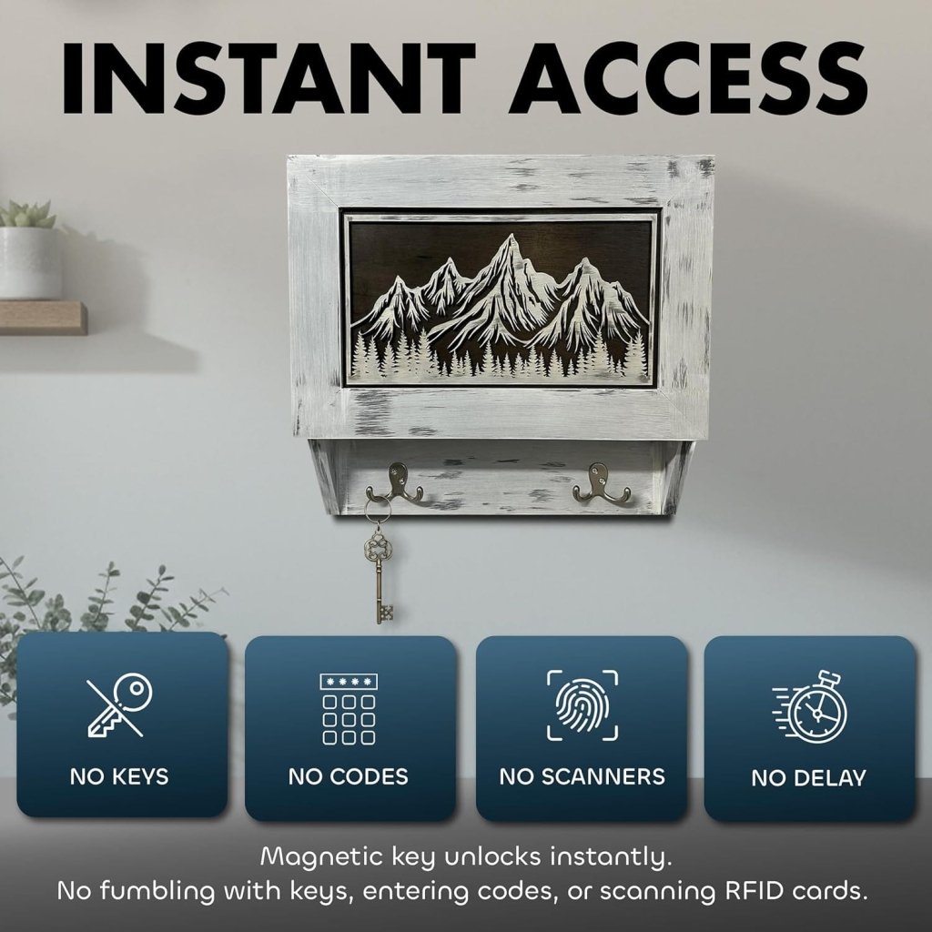 Hidden Gun Safe Coat Rack Snow Mountain Wall Decoration Concealed Shelf Firearm Cabinet - Bro Dreams