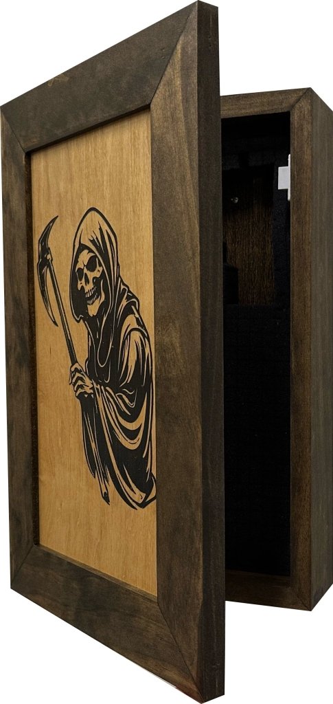 Hidden Gun Safe With Grim Reaper Design, Secure Concealed Gun Shelf by Bellewood Designs - Bro Dreams