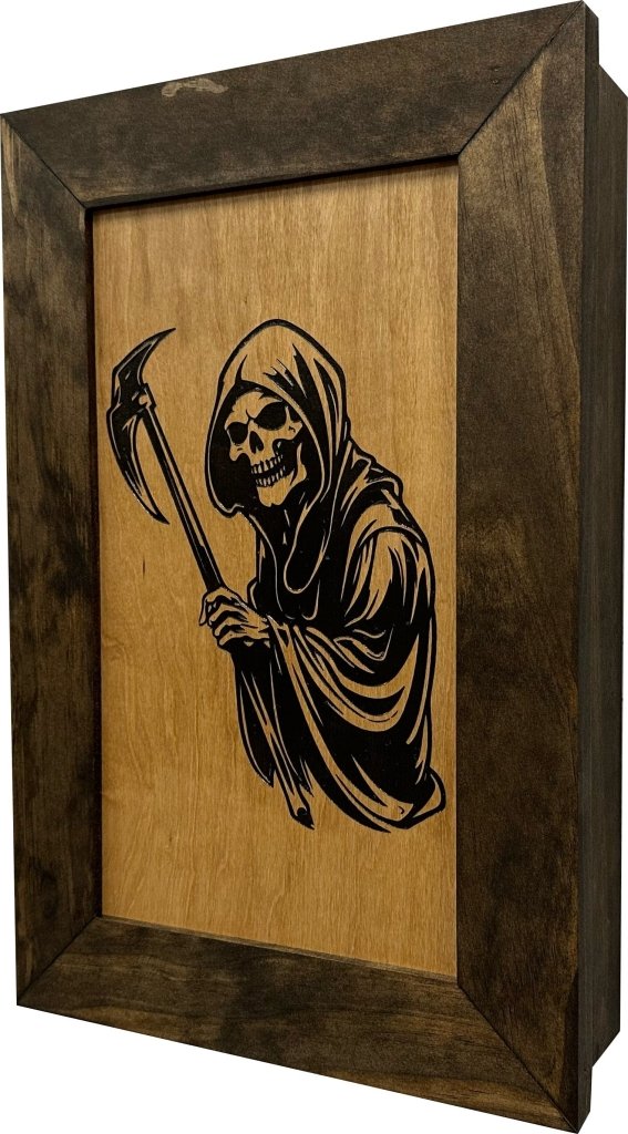 Hidden Gun Safe With Grim Reaper Design, Secure Concealed Gun Shelf by Bellewood Designs - Bro Dreams