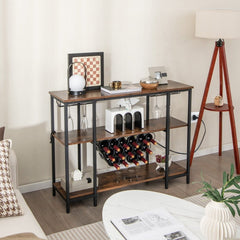 Industrial Wine Rack Wine Bar Cabinet with Storage Shelves - Brown - Bro Dreams