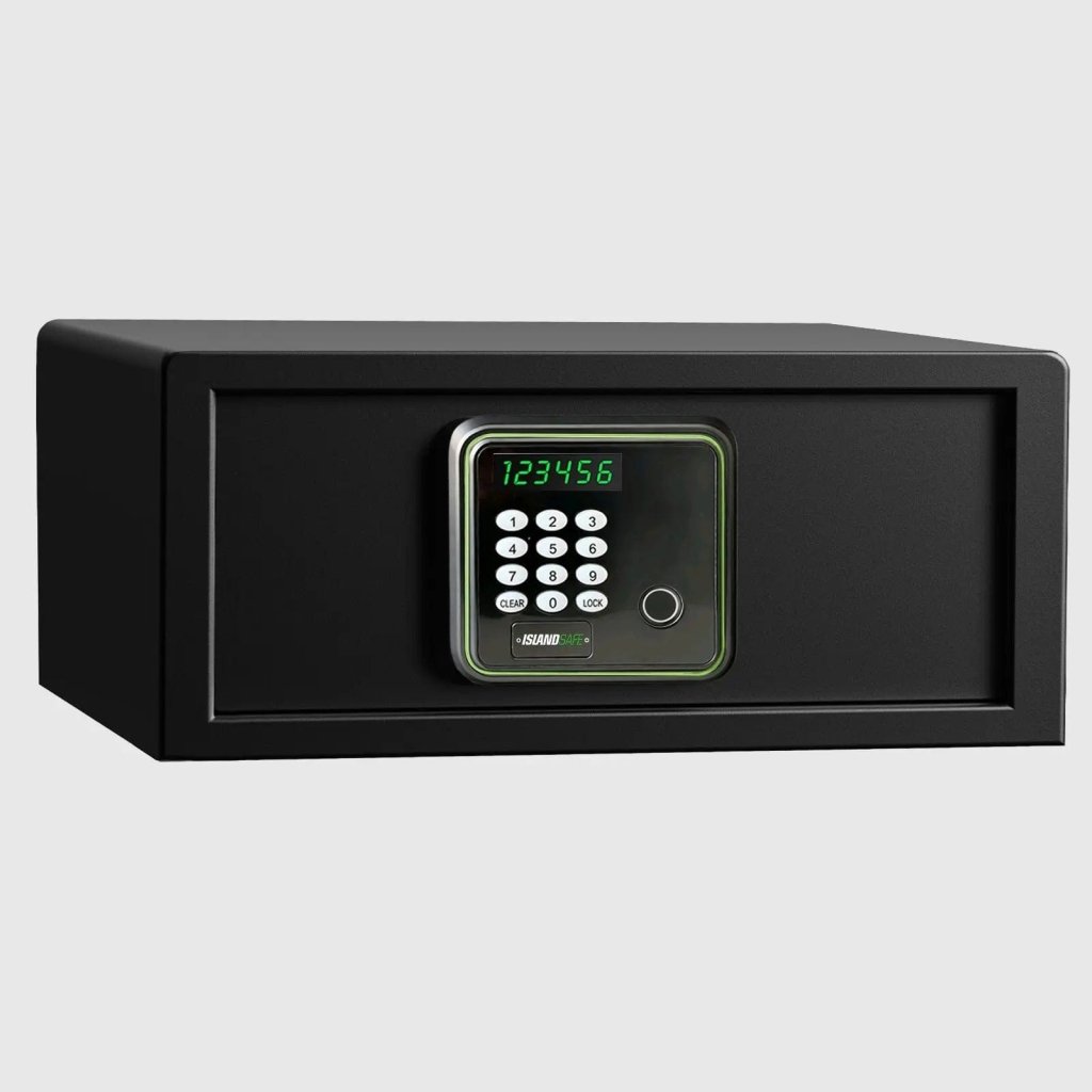 ISLANDSAFE Safe Box Black Green / Fingerprint Hovia —  Hotel and Home Safe