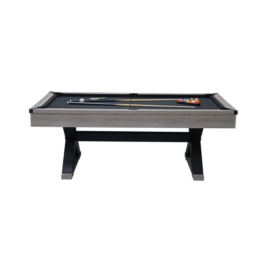 Large 84 - Inch Rustic Gray Pool Table With Cues, Balls And X - Legs (SAK54361) - Bro Dreams