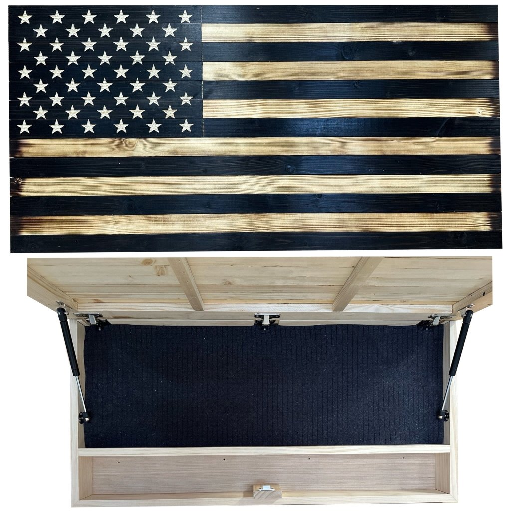 Large American Flag Hidden Gun Storage Cabinet (Black) - Bro Dreams