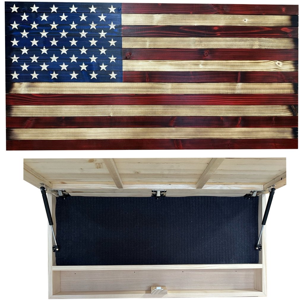 Large American Flag Hidden Gun Storage Cabinet (Red and Blue) - Bro Dreams