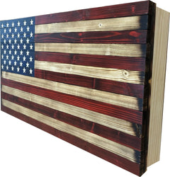 Large American Flag Hidden Gun Storage Cabinet (Red and Blue) - Bro Dreams