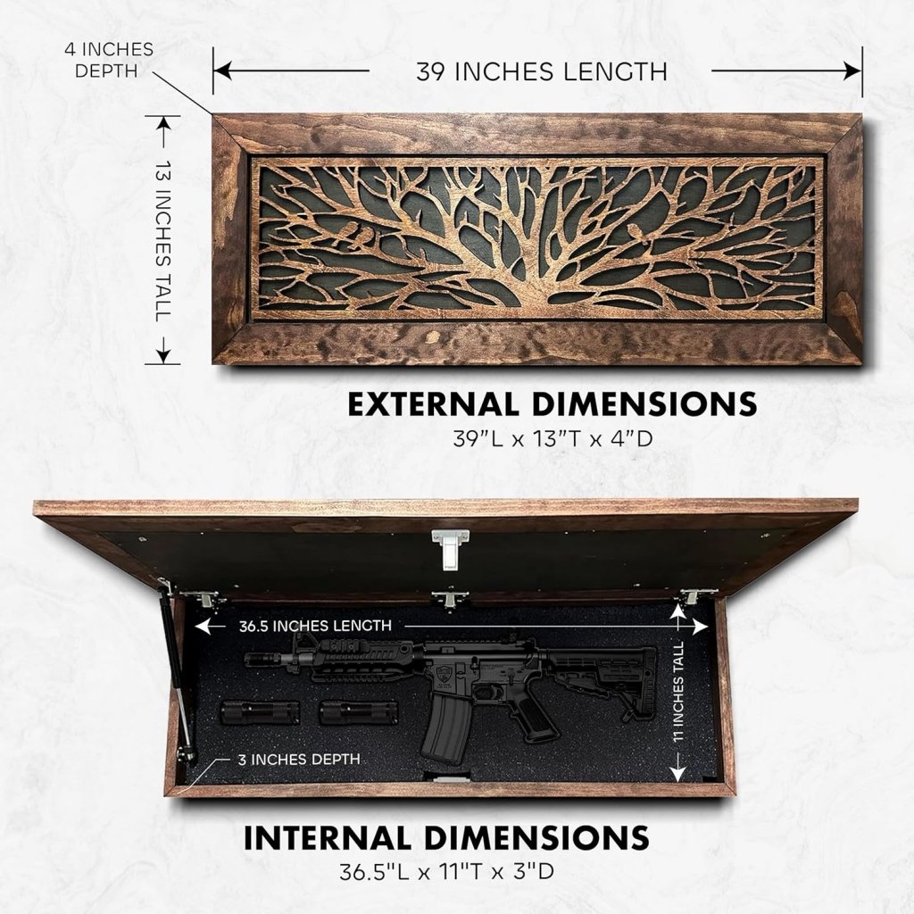 Large Birds in a Tree Gun Concealment Furniture, Concealed Shelf, Hidden Storage for Rifles, Shotguns, & Handguns - Bro Dreams