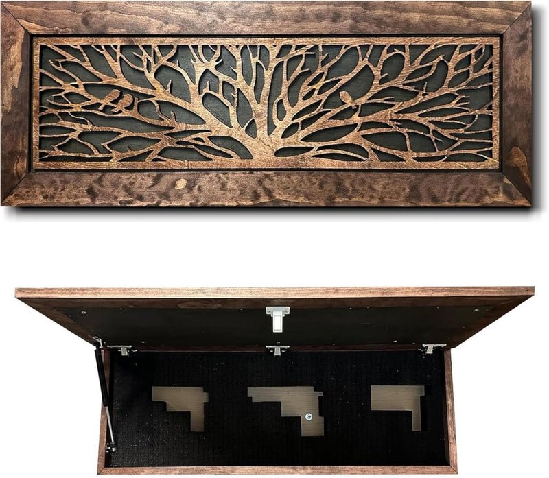 Large Birds in a Tree Gun Concealment Furniture, Concealed Shelf, Hidden Storage for Rifles, Shotguns, & Handguns - Bro Dreams