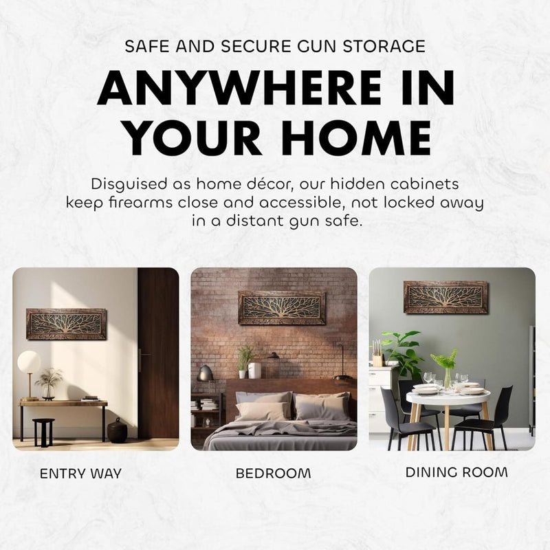 Large Birds in a Tree Gun Concealment Furniture, Concealed Shelf, Hidden Storage for Rifles, Shotguns, & Handguns - Bro Dreams