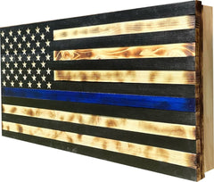 Large Blue Line American Flag Hidden Gun Storage Cabinet (Blue Line) - Bro Dreams