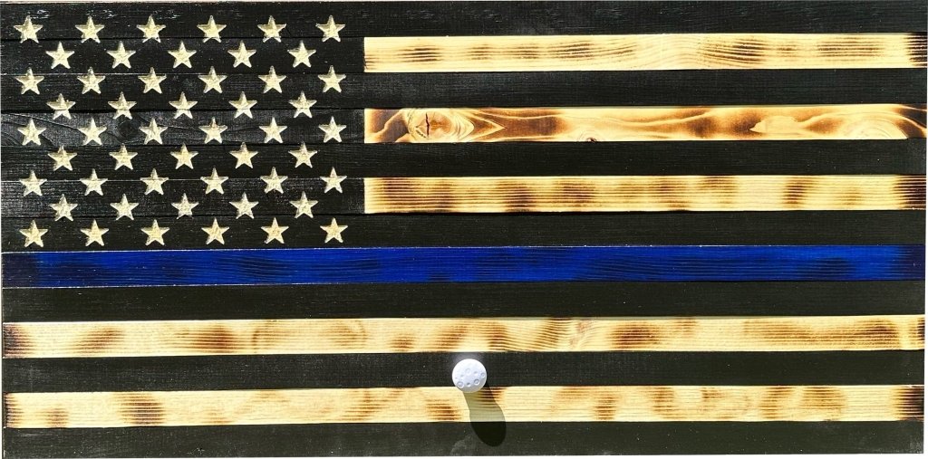 Large Blue Line American Flag Hidden Gun Storage Cabinet (Blue Line) - Bro Dreams