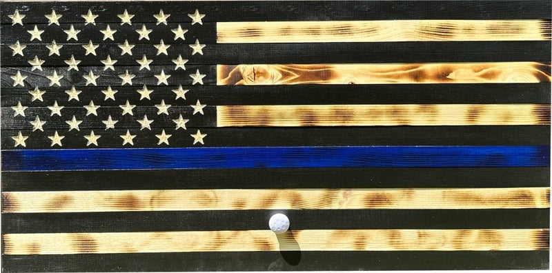 Large Blue Line American Flag Hidden Gun Storage Cabinet (Blue Line) - Bro Dreams