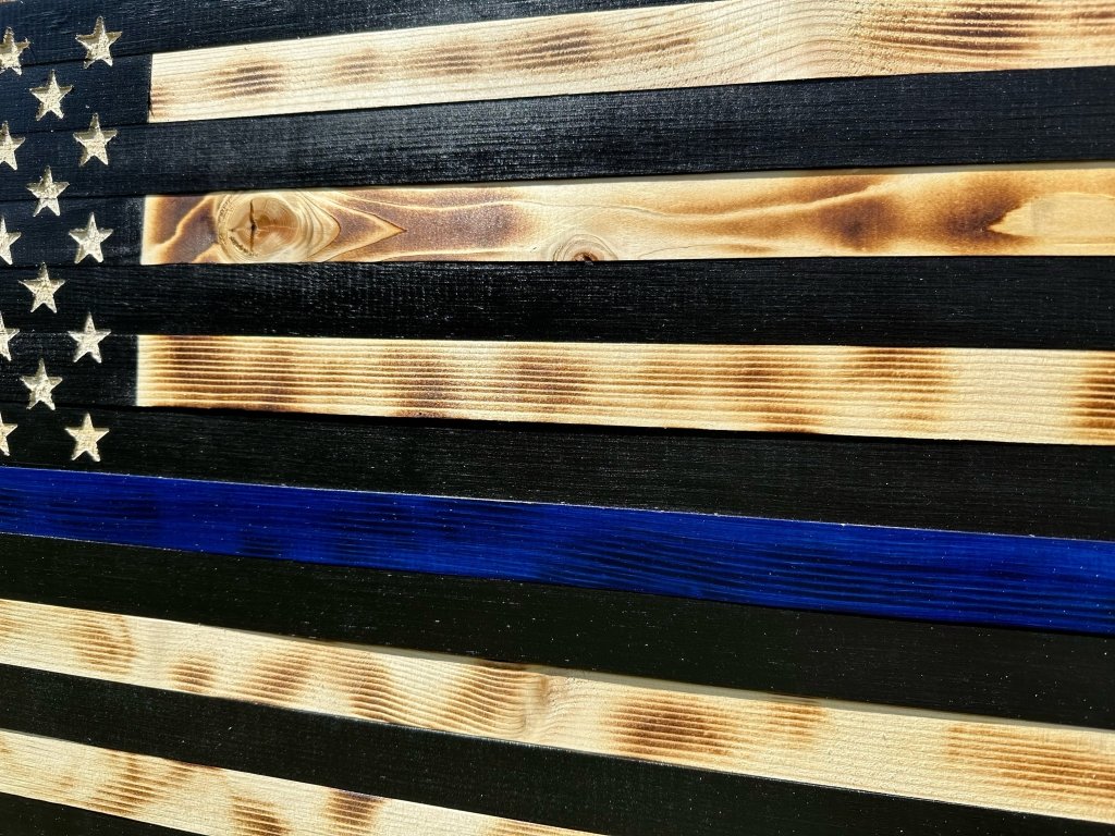 Large Blue Line American Flag Hidden Gun Storage Cabinet (Blue Line) - Bro Dreams