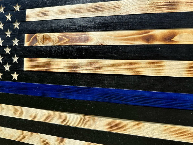 Large Blue Line American Flag Hidden Gun Storage Cabinet (Blue Line) - Bro Dreams