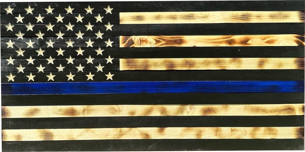 Large Blue Line American Flag Hidden Gun Storage Cabinet (Blue Line) - Bro Dreams