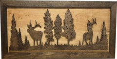 Large Hidden Gun Storage Cabinet Wall Decor - Deer and Moose In The Woods Scene - Bro Dreams