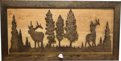 Large Hidden Gun Storage Cabinet Wall Decor - Deer and Moose In The Woods Scene - Bro Dreams