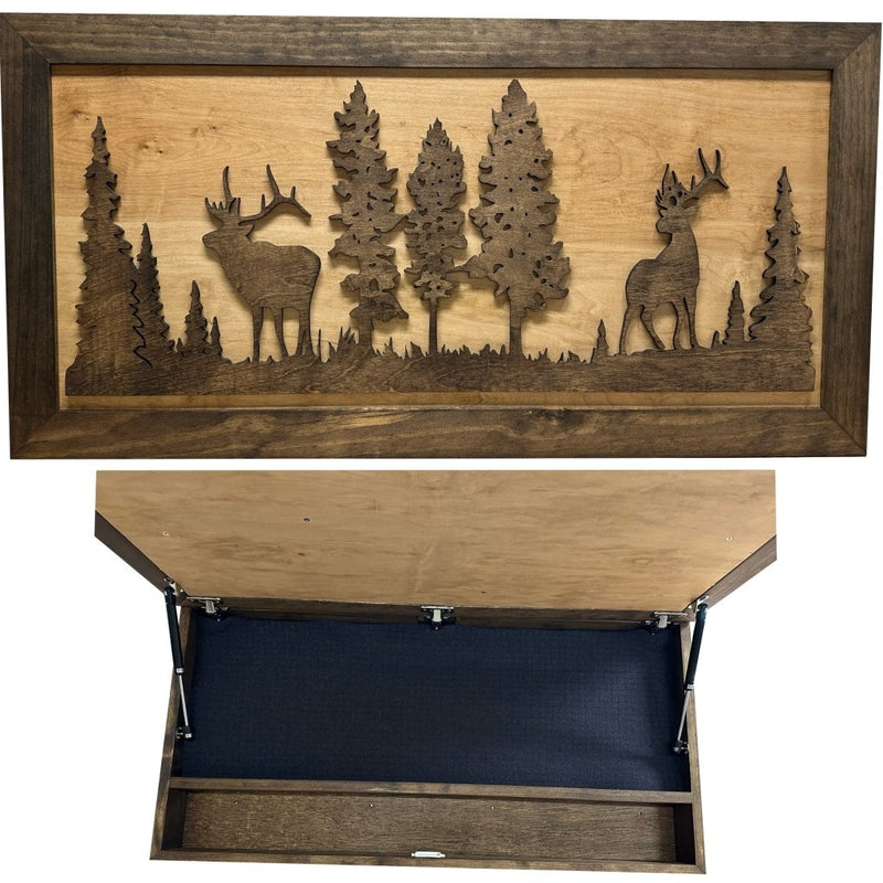Large Hidden Gun Storage Cabinet Wall Decor - Deer and Moose In The Woods Scene - Bro Dreams