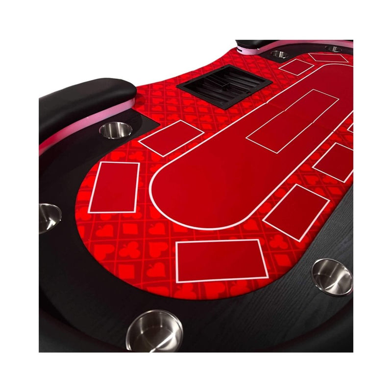 Luxury 94 - Inch Foldable 10 Player Poker Table With LED, Wheels And Cup Holders (SAK24897) - Bro Dreams
