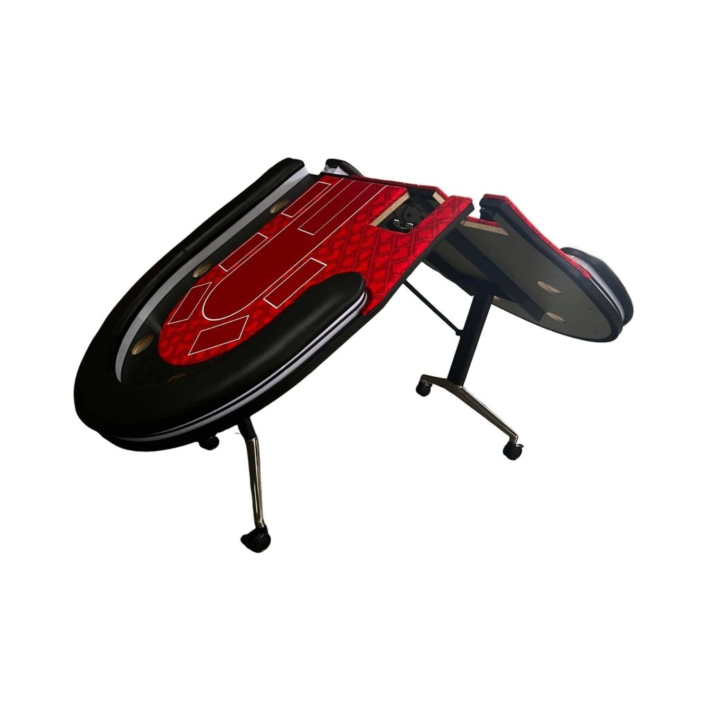 Luxury 94 - Inch Foldable 10 Player Poker Table With LED, Wheels And Cup Holders (SAK24897) - Bro Dreams