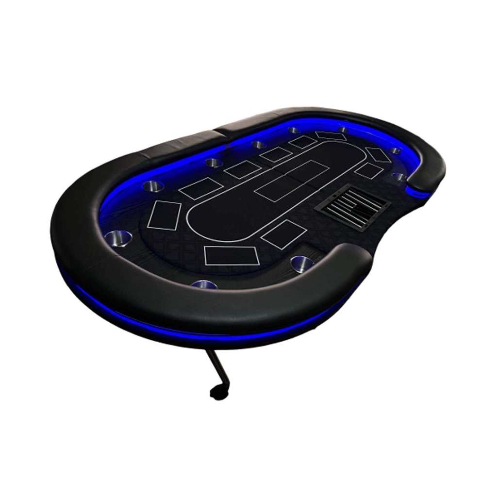 Luxury 94 - Inch Foldable 10 Player Poker Table With LED, Wheels And Cup Holders (SAK24897) - Bro Dreams