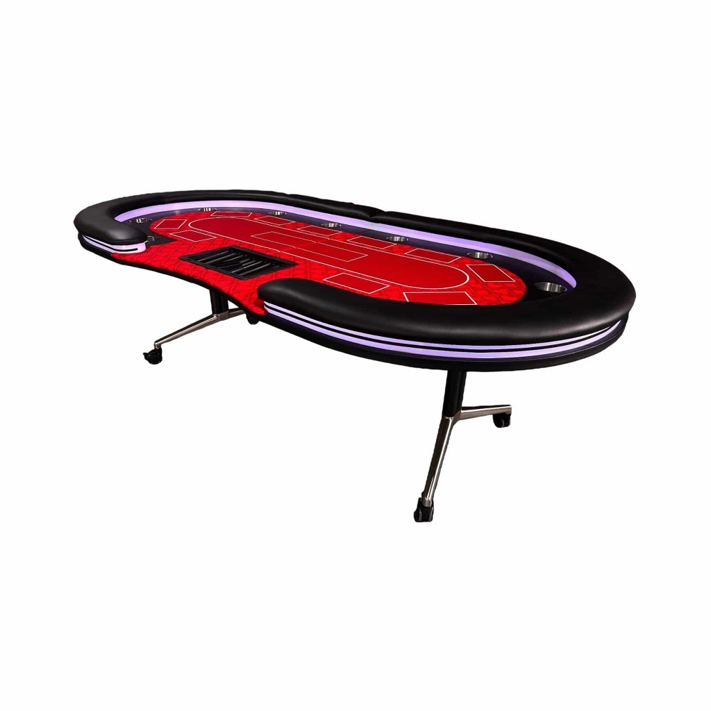 Luxury 94 - Inch Foldable 10 Player Poker Table With LED, Wheels And Cup Holders (SAK24897) - Bro Dreams