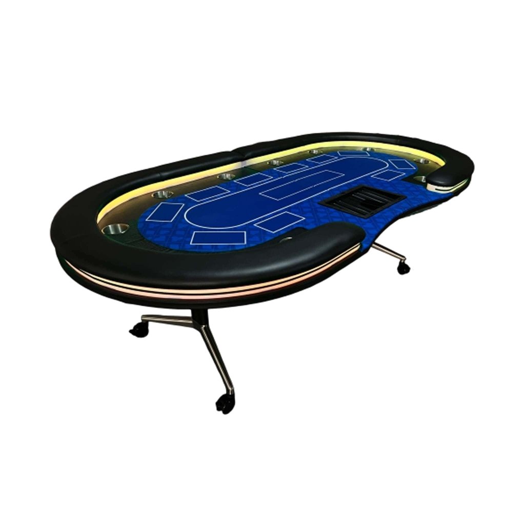 Luxury 94 - Inch Foldable 10 Player Poker Table With LED, Wheels And Cup Holders (SAK24897) - Bro Dreams
