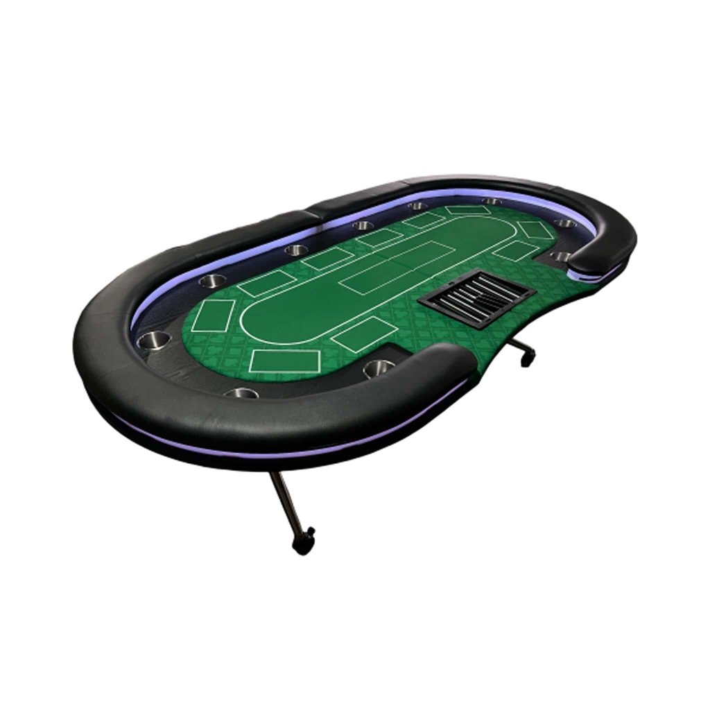 Luxury 94 - Inch Foldable 10 Player Poker Table With LED, Wheels And Cup Holders (SAK24897) - Bro Dreams