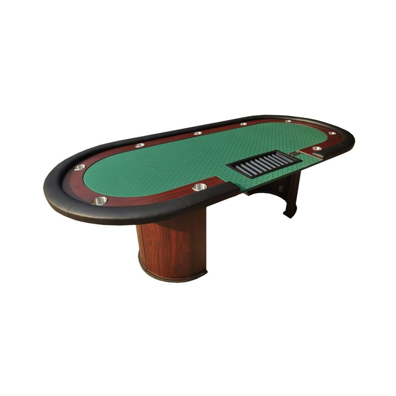 Modern 96 - Inch Wooden Poker Table With U Shape Legs, Drop Box And Chips Tray (SAK83109) - Bro Dreams