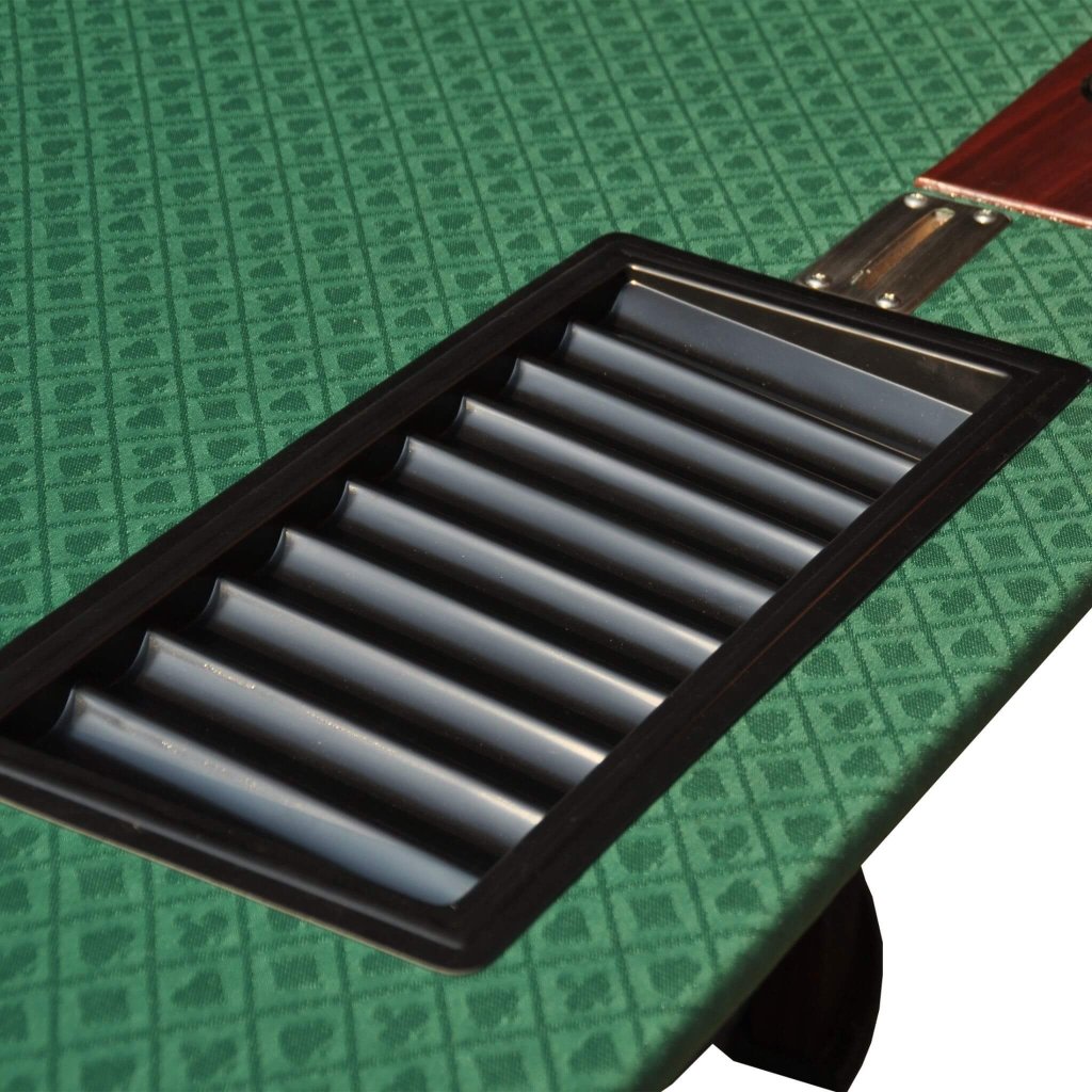 Modern 96 - Inch Wooden Poker Table With U Shape Legs, Drop Box And Chips Tray (SAK83109) - Bro Dreams