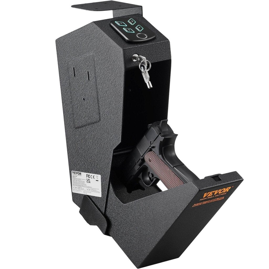 Mounted Gun Safe for Pistols, Biometric Gun Safe with Three Quick Access Ways of Fingerprints, Passwords and Keys, Handgun Safe for 1 Pistol for Home, Bedside, Nightstand, Wall - Bro Dreams