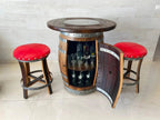 Oak Wood Wine Barrels 2 / Red / Flat Shelf Oak Barrel Pub Table Set, Limited Colorways, Counter Height Wood Glass Top, Cabinet Storage, Bar Stools, Home Bar, Man Cave - Handmade from Family Business