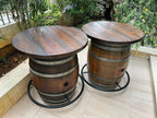Oak Wood Wine Barrels Double Oak Barrel Bistro Pub Table Set, Bourbon Wine Barrel, Footrail Footrest Comfort, Barrel Bar, Whiskey Barrel Bar, Wine Barrel Cabinet