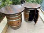 Oak Wood Wine Barrels Double Oak Barrel Pub Table Set, Bourbon Wine Barrel, Door Storage Shelf, Barrel Bar Cabinet, Whiskey Barrel Bar, Wine Barrel Cabinet