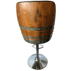 Oak Wood Wine Barrels Luxury Oak Barrel Bar Stool - Adjustable Hydraulic Base - Handcrafted Reclaimed Oak Barrel Chair - Pub & Whiskey Barrel Seating - Rustic Home Decor