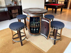 Oak Wood Wine Barrels Oak Barrel Pub Table Set, Limited Colorways, Counter Height Wood Glass Top, Cabinet Storage, Bar Stools, Home Bar, Man Cave - Handmade from Family Business