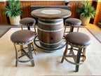 Oak Wood Wine Barrels Oak Wine Barrel Whiskey Bistro Pub Table Set, Footrail, Bar Stools, Home Bar, Man Cave, Whiskey Bistro, Wine Bistro, Barrel Bar, Glass Top