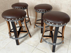 Oak Wood Wine Barrels Oak Wine Barrel Whiskey Bistro Pub Table Set, Footrail, Bar Stools, Home Bar, Man Cave, Whiskey Bistro, Wine Bistro, Barrel Bar, Glass Top