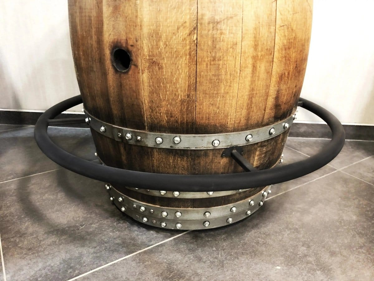 Oak Wood Wine Barrels Oak Wine Barrel Whiskey Bistro Pub Table Set, Footrail, Bar Stools, Home Bar, Man Cave, Whiskey Bistro, Wine Bistro, Barrel Bar, Glass Top