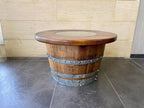 Oak Wood Wine Barrels Wood-Glass Half-Barrel Coffee Table With Removable Glass Top - Wine/Whiskey/Bourbon Barrel Storage Table - Rustic Furniture