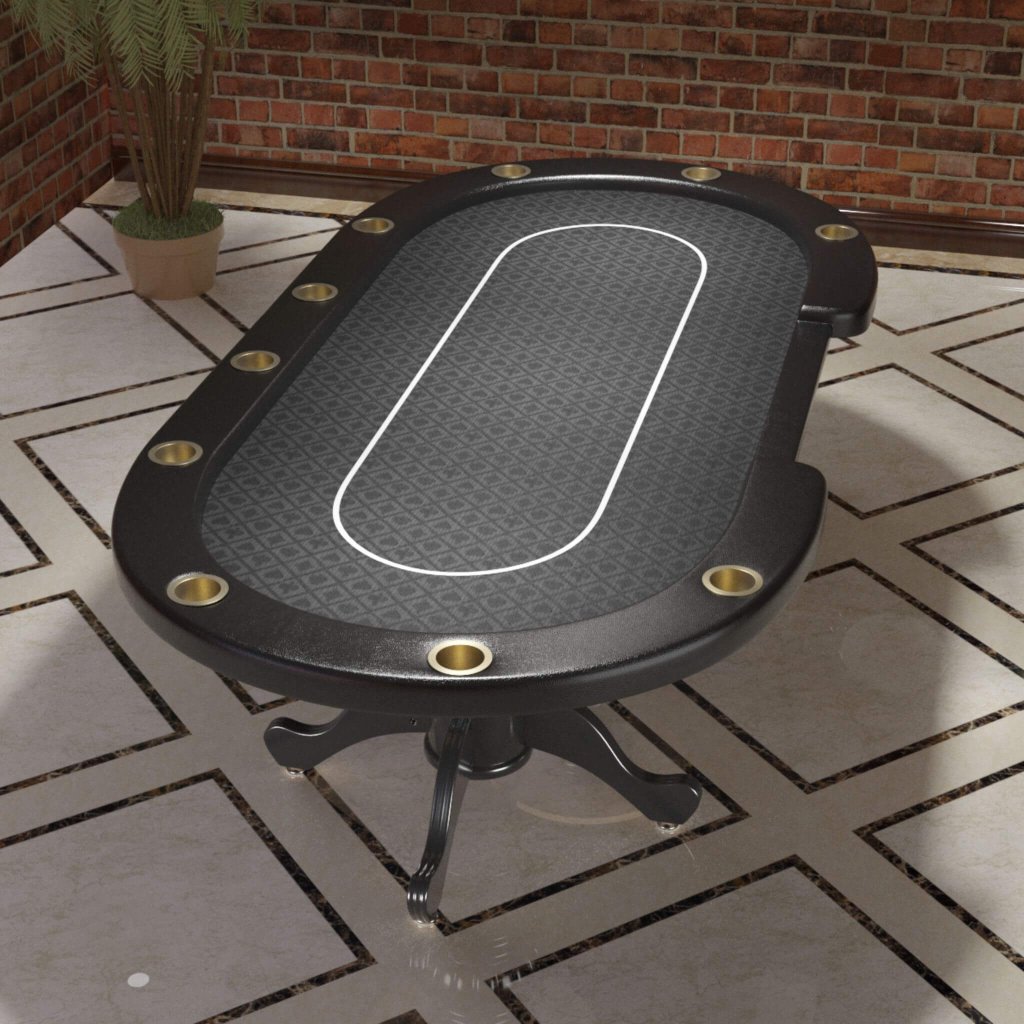 Premium 96 - Inch 10 - Player Oval Poker Table With Cup Holders (SAK51874) - Bro Dreams